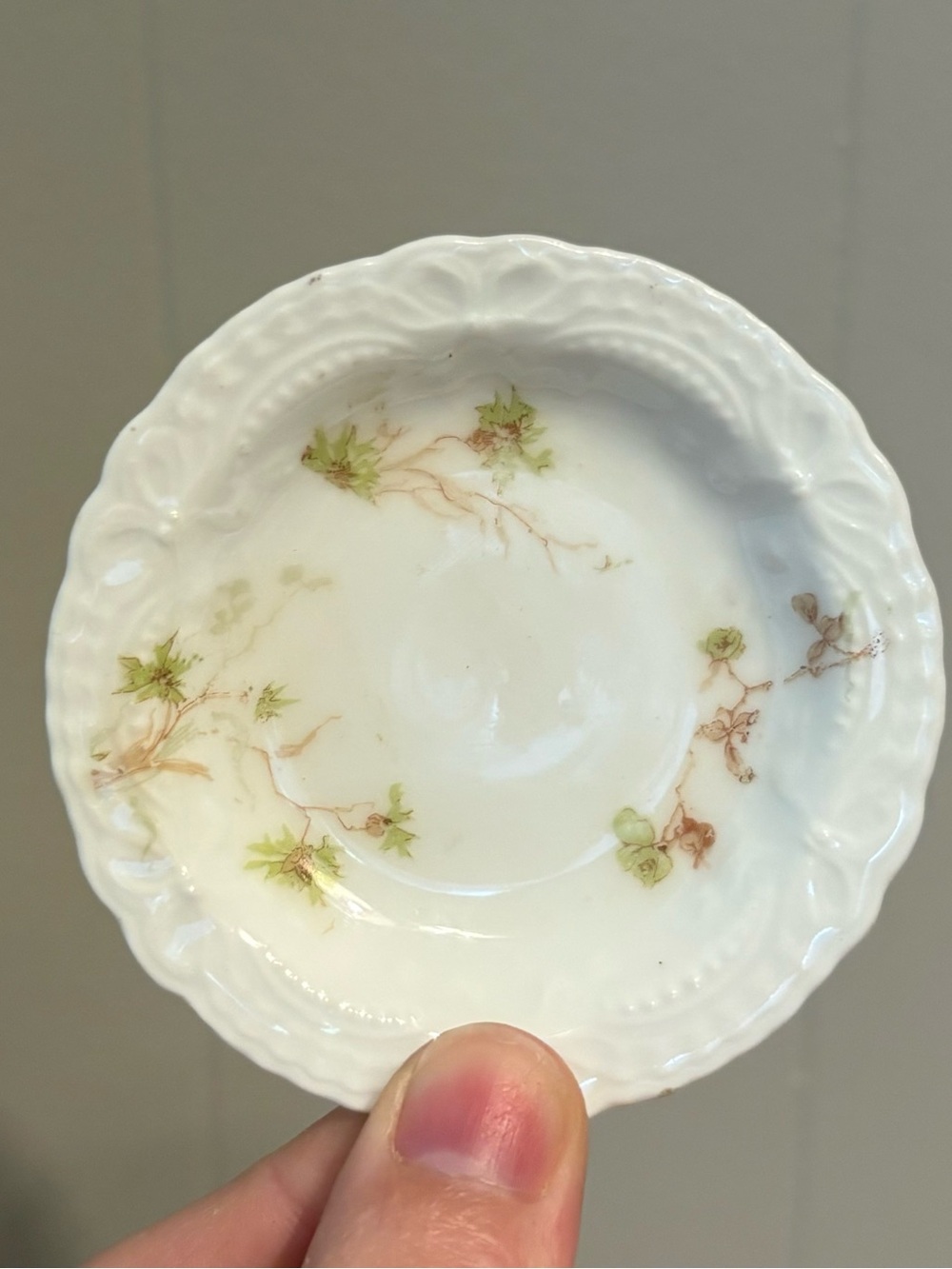 Butter Pat Limoges Green Floral